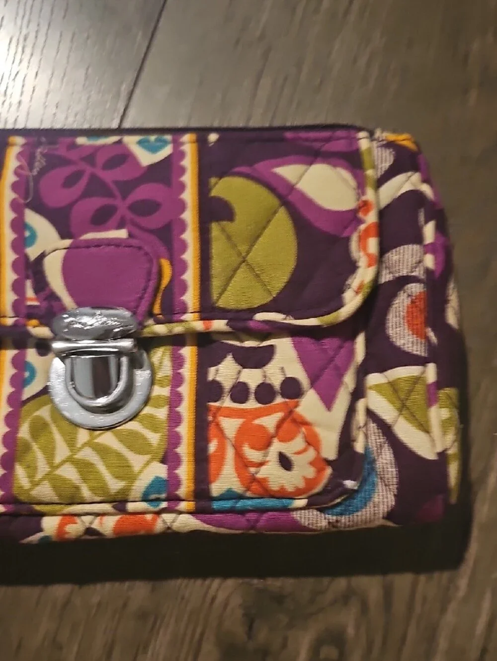 Vera Bradley Plum Crazy Purple Quilted Wristlet and Card Pouch Purse